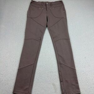 Free People: Brown Slim Fit Straight Leg Pull On Knit Stretch Pants in Size 25